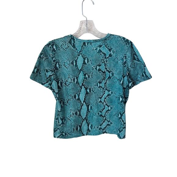 Authentic Vintage Spring 2000 Gucci Snake Print Turquoise Top Size Medium - Picture 2 of 7